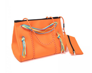 MOO'ILO Tasche Shopper Neopren, L, Farbe Orange/bunt