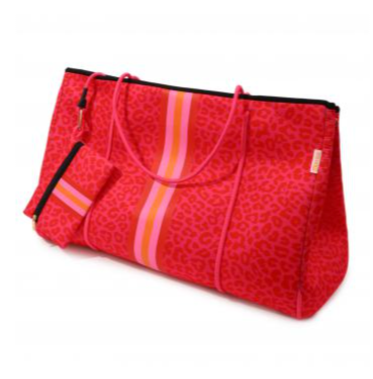 MOO'ILO Tasche Shopper Neopren, XL, Farbe Leo Pink/Orange