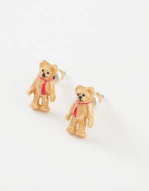 FABLE ENGLAND Ohrringe (Stecker) Teddy Bär mit rotem Schal