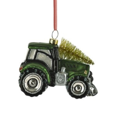 WEIHNACHTSKUGEL Traktor mit Christbaum